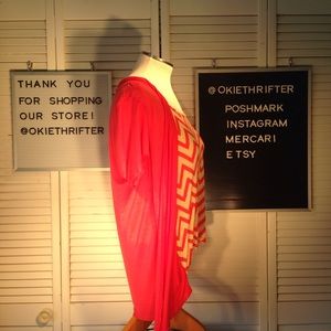 Pink and cream chevron women's blouse size large